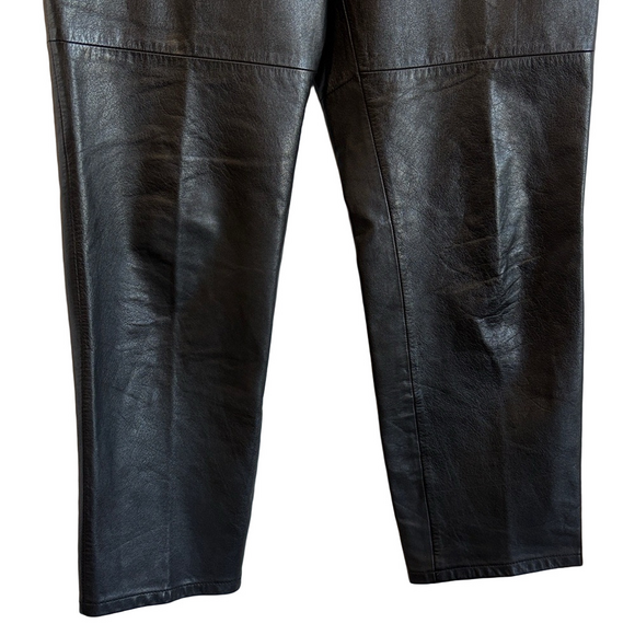 Jones New York Black Leather Straight Leg Pants LL143 - Picture 3 of 7